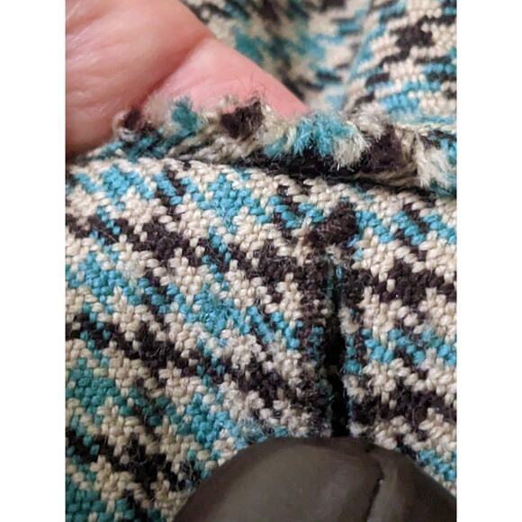 Y2K LAMB Gwen Stefani Wool Tweed Blazer 10 Teal Fitted Jacket 2008 *READ - Picture 3 of 11